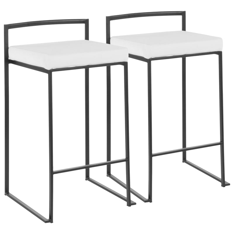 Lumi Source Fuji contemporary style stackable counter stool set with sleek design and wooden legs, ideal for modern kitchen or bar area.
