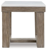 Loyaska - Square End Table - Brown / Ivory - R&R Furniture Gallery (Fountain Valley, CA)