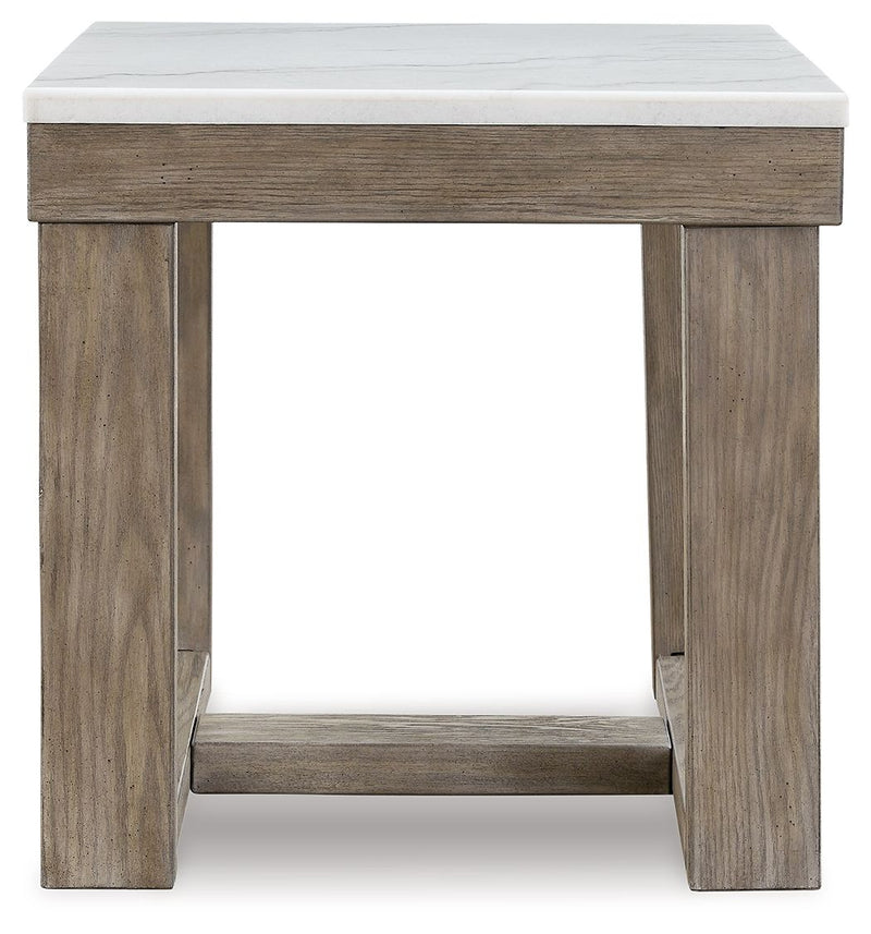Loyaska - Square End Table - Brown / Ivory - R&R Furniture Gallery (Fountain Valley, CA)