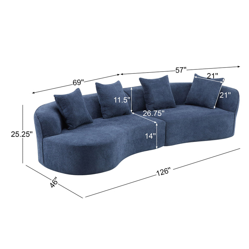 Elegant Noble House curved sectional sofa with full foam cushions, showcasing its stylish design and comfortable seating.