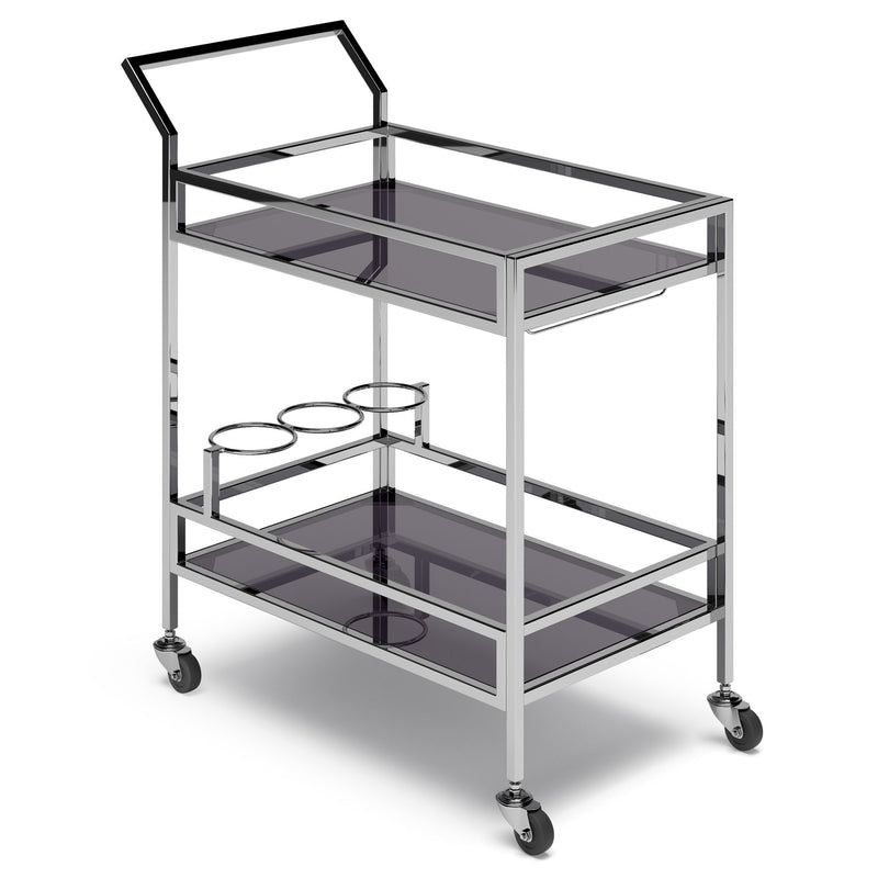 Watts - Bar Cart - Chrome - R&R Furniture Gallery (Fountain Valley, CA)