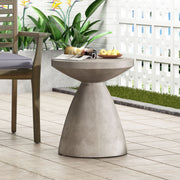 Noble House outdoor and indoor lightweight concrete side table with a modern round design and smooth surface.
