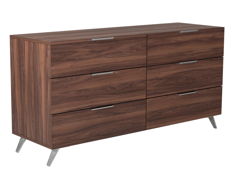 Tyree + Brooklyn - Modern Off-White Fabric + Walnut 4-Piece Bedroom Set — view 4