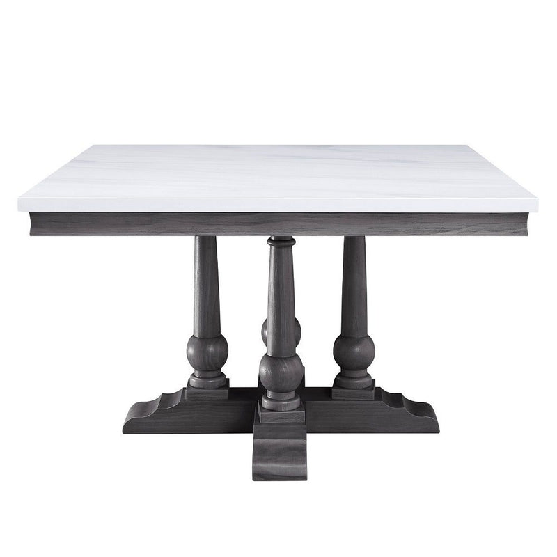 Yabeina - Square Dining Table - Marble Top Top & Gray Oak - R&R Furniture Gallery (Fountain Valley, CA)