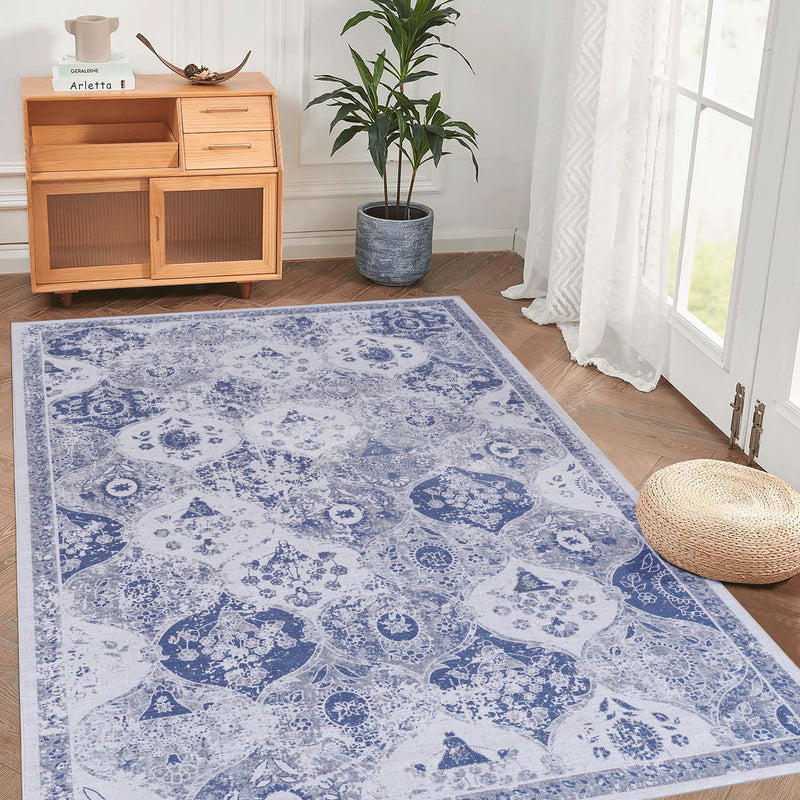 Maval - 6' X 9' Washable Area Rug - Blue - R&R Furniture Gallery (Fountain Valley, CA)