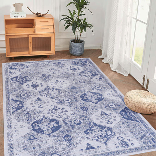 Maval - 6' X 9' Washable Area Rug - Blue - R&R Furniture Gallery (Fountain Valley, CA)