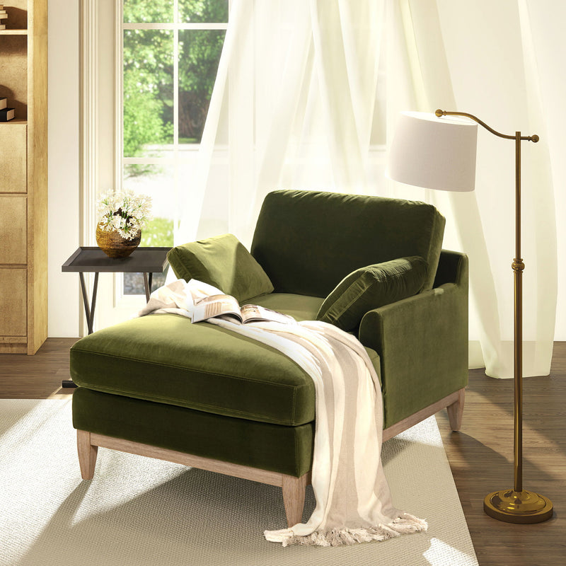 Pasadena - Modern Farmhouse Chaise Lounge Chair - Olive Green - R&R Furniture Gallery (Fountain Valley, CA)