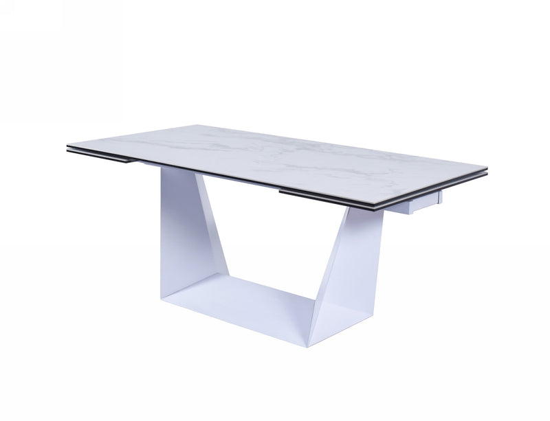 Baldwin - Modern White Ceramic Extendable Dining Table — view 2