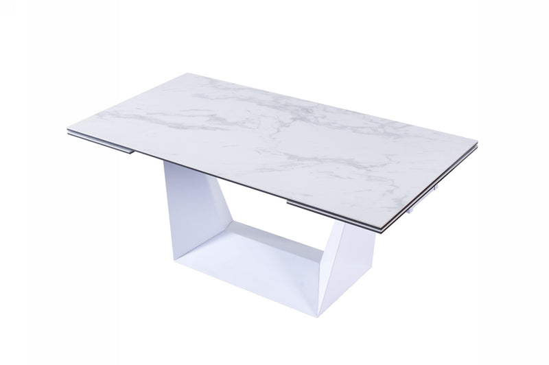Baldwin - Modern White Ceramic Extendable Dining Table — view 3