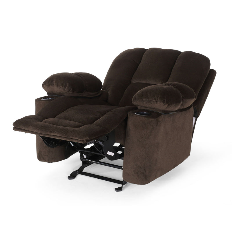 Luxurious Manual Recliner Chair With Skin-Friendly Fabric And Dual Cup Holders - R&R Furniture Gallery (Fountain Valley, CA)