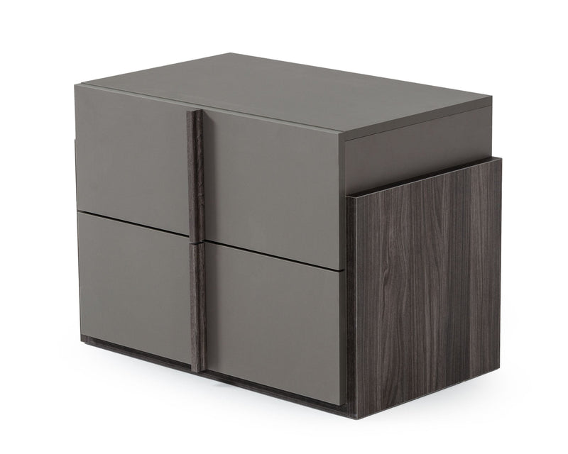 Lucia - Italian Modern Elm and Matte Grey Nightstand