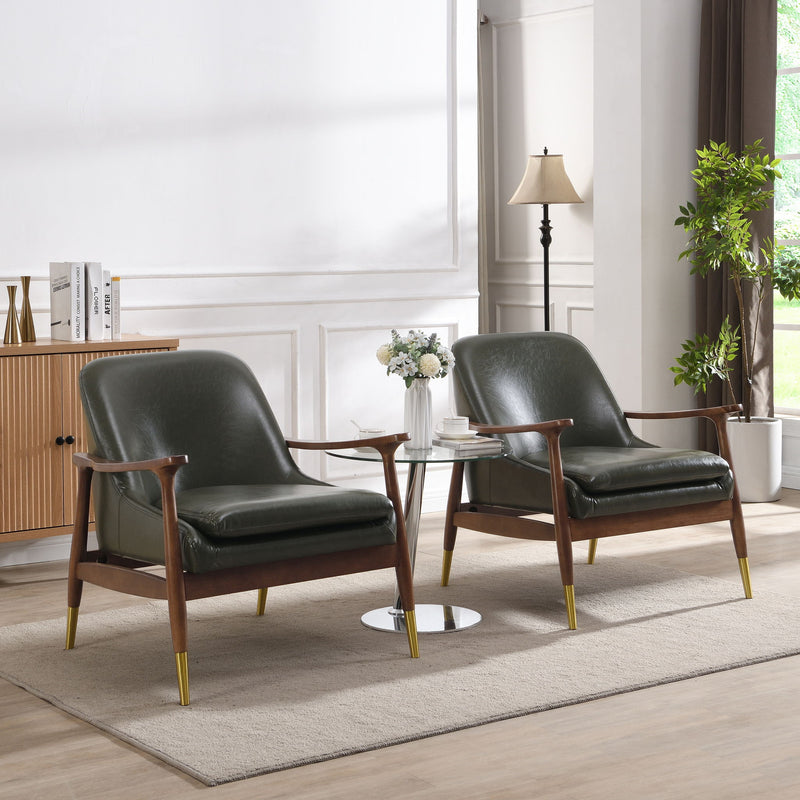 Mid - Century Accent Chair With Cushioned Seat, Brass Tipped Legs - R&R Furniture Gallery (Fountain Valley, CA)