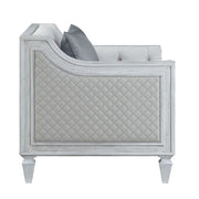 Katia - Loveseat With 2 Pillows - Light Gray Linen & Weathered White - R&R Furniture Gallery (Fountain Valley, CA)