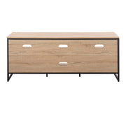 Lumi Source Folia contemporary TV stand with sleek wooden finish, open shelves, and a modern design for living room entertainment setup.