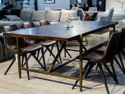 Shane - Modern Acacia & Brass Dining Table — view 4