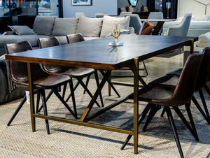 Shane - Modern Acacia & Brass Dining Table — view 4