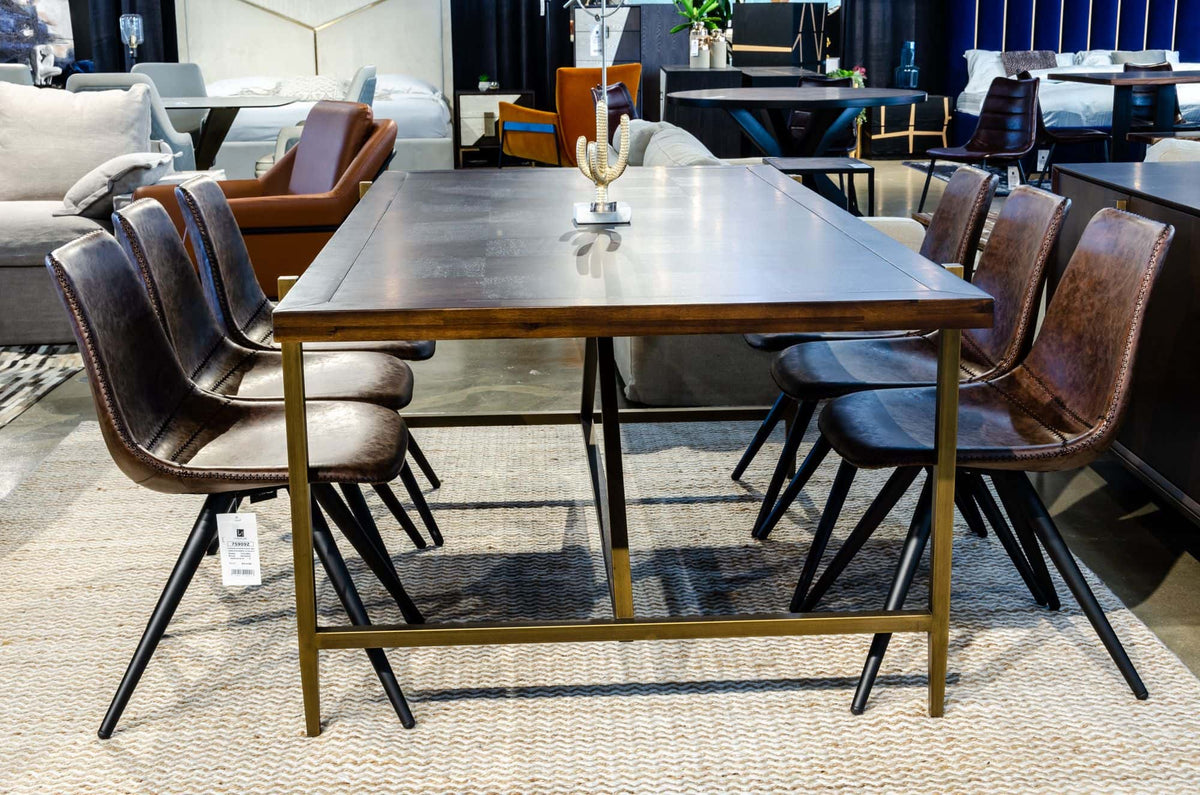 Shane - Modern Acacia & Brass Dining Table — view 5