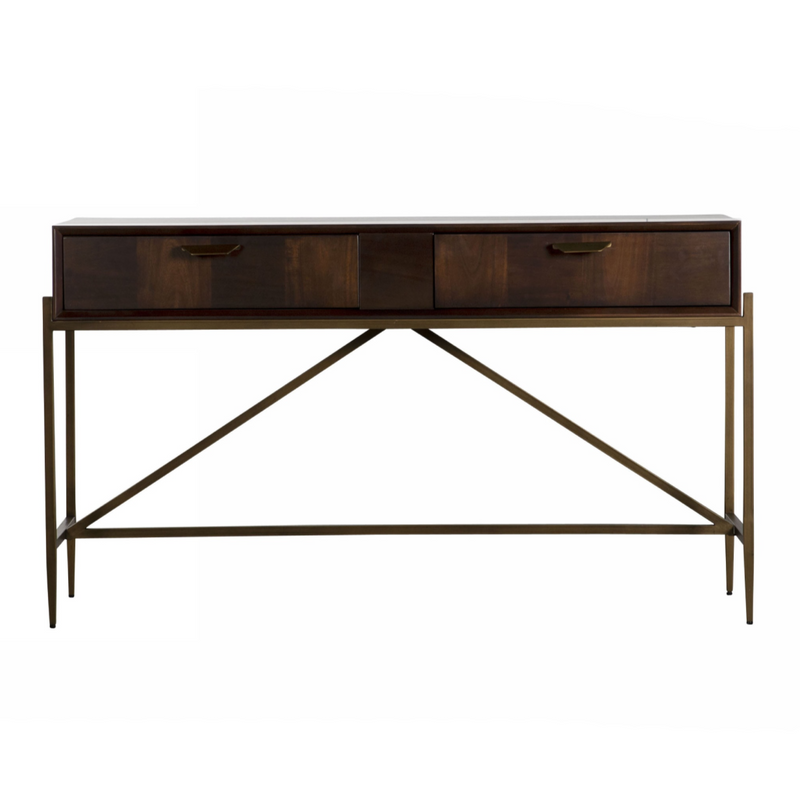 Shane - Modern Acacia & Brass Console Table — view 3