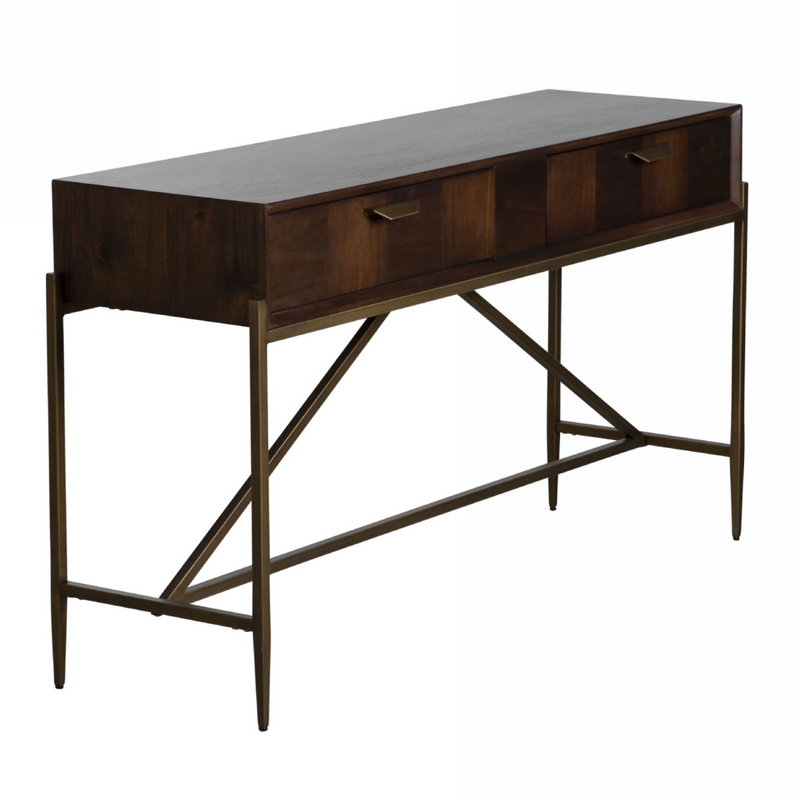 Shane - Modern Acacia & Brass Console Table — view 5