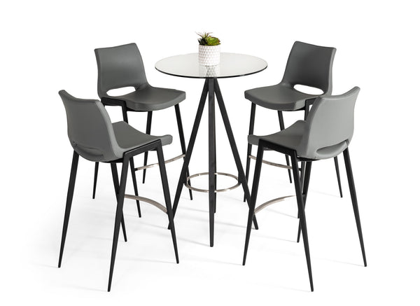 Dallas - Clear Glass and Black Metal Bar Table