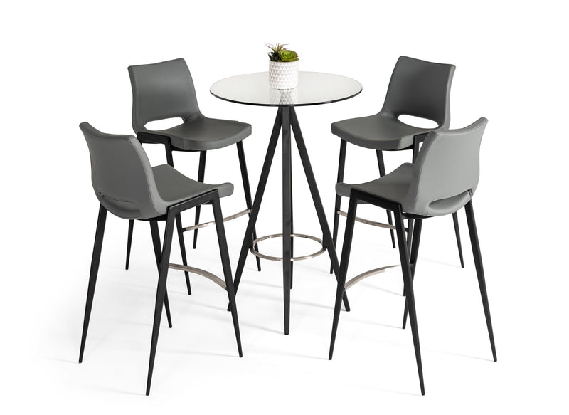 Dallas - Clear Glass and Black Metal Bar Table