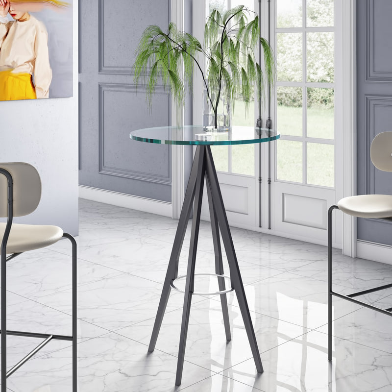 Dallas - Clear Glass and Black Metal Bar Table — view 3