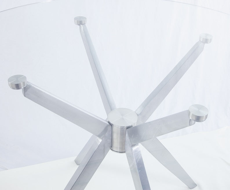 Dallas - Modern Brushed Stainless Steel Dining Table — view 4