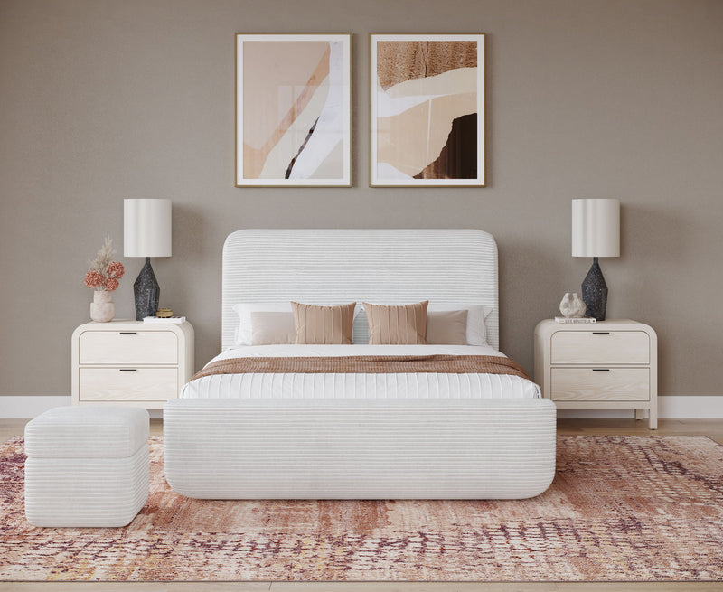 Wisteria King-size Upholstered Platform Bed in Frosty Corduroy