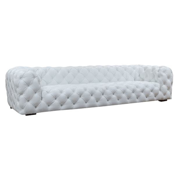 Dexter Transitional White Full Italian Leather Sofa — view 4