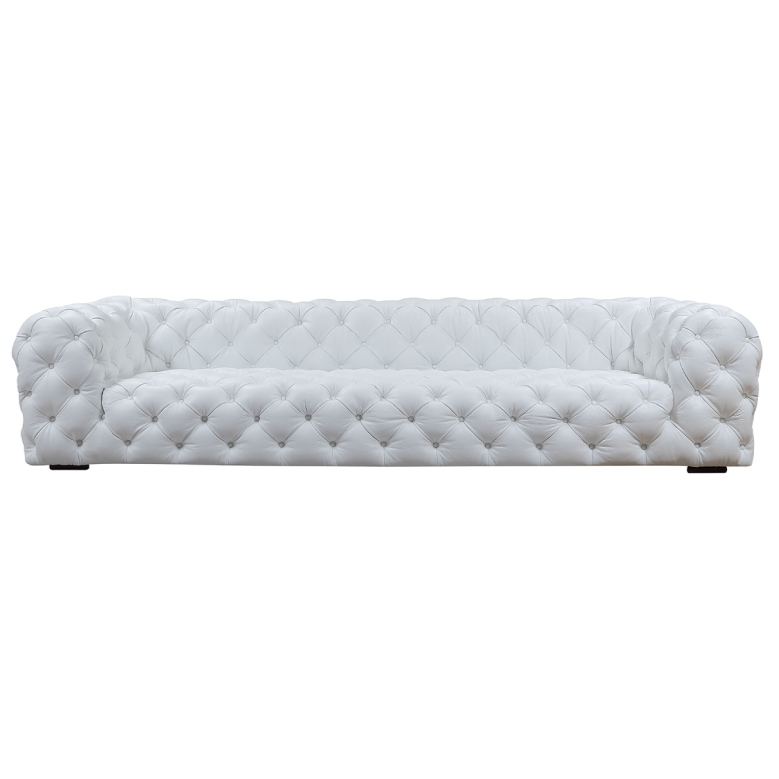 Dexter Transitional White Full Italian Leather Sofa — view 3