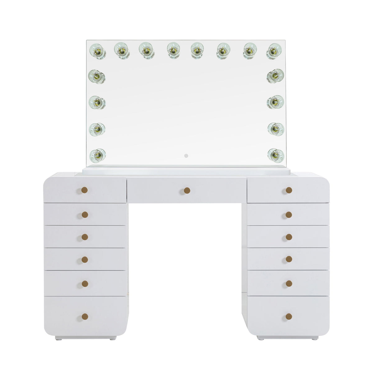 Hollywood - 13-Drawer Desk With Jumbo Vanity Mirror - White - R&R Furniture Gallery (Fountain Valley, CA)