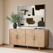Classic Home Holmes 4-door buffet with wooden finish and ample storage, showcasing a modern-style buffet cabinet.