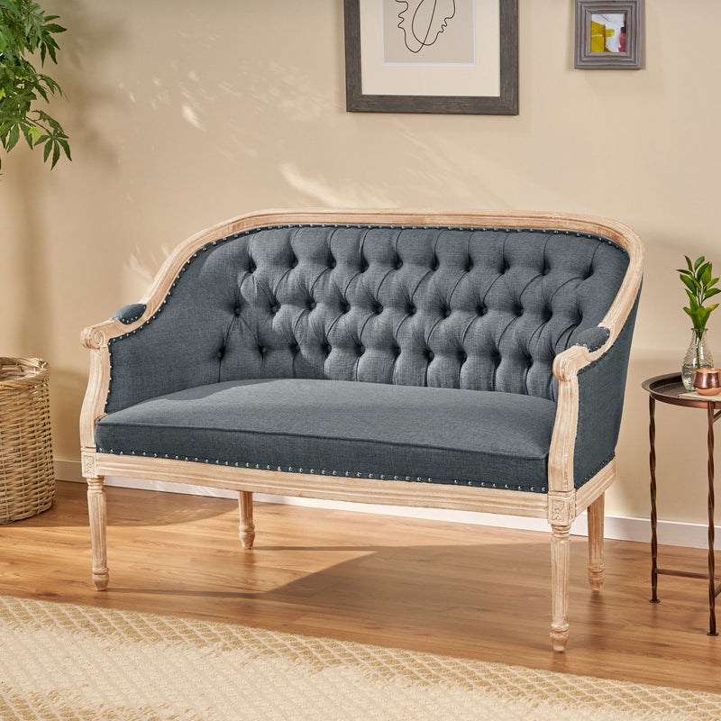 French Country Chesterfield Style Tufted Loveseat - R&R Furniture Gallery (Fountain Valley, CA)