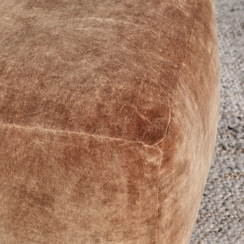 Classic Home velvet heirloom accent pouf in hazel, showcasing soft, plush fabric and round, stylish design for living room decor.