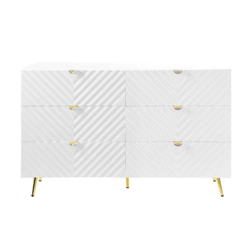 Gaines - 55" Dresser - White High Gloss - R&R Furniture Gallery (Fountain Valley, CA)