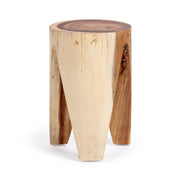 Classic Home Vela accent table with a round wooden top and sleek metal legs, ideal for living room or bedroom decor.
