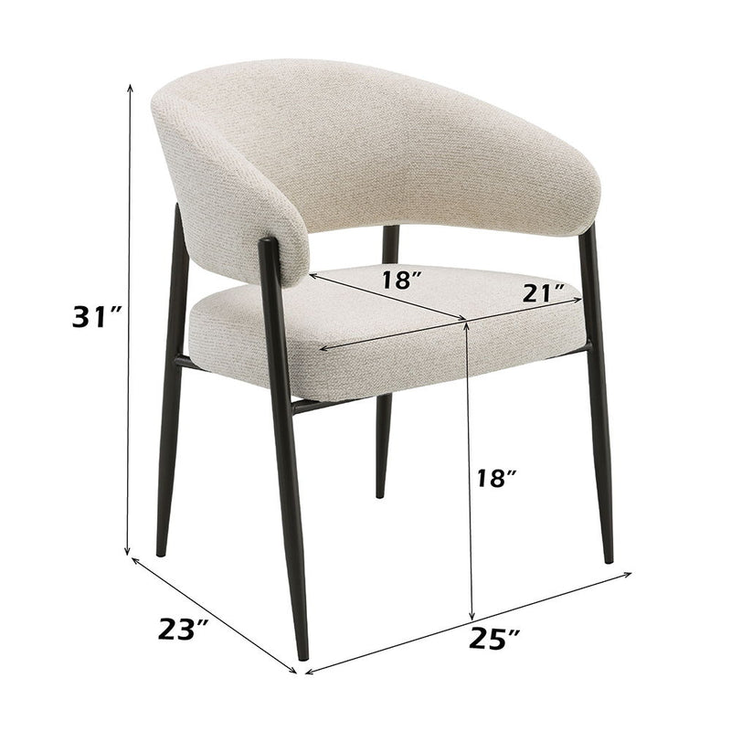 Jirina - Chenille Arm Chair With Metal Legs (Set of 2) - Beige & Black - R&R Furniture Gallery (Fountain Valley, CA)