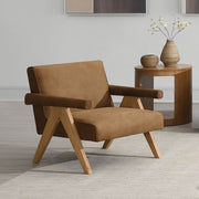 Zoey - Accent Chair - Chocolate Suede & Oak - R&R Furniture Gallery (Fountain Valley, CA)