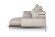 Villeneuve - Italian Modern Light Grey Leather Right Facing Sectional Sofa — view 2