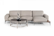 Villeneuve - Italian Modern Light Grey Leather Right Facing Sectional Sofa — view 3