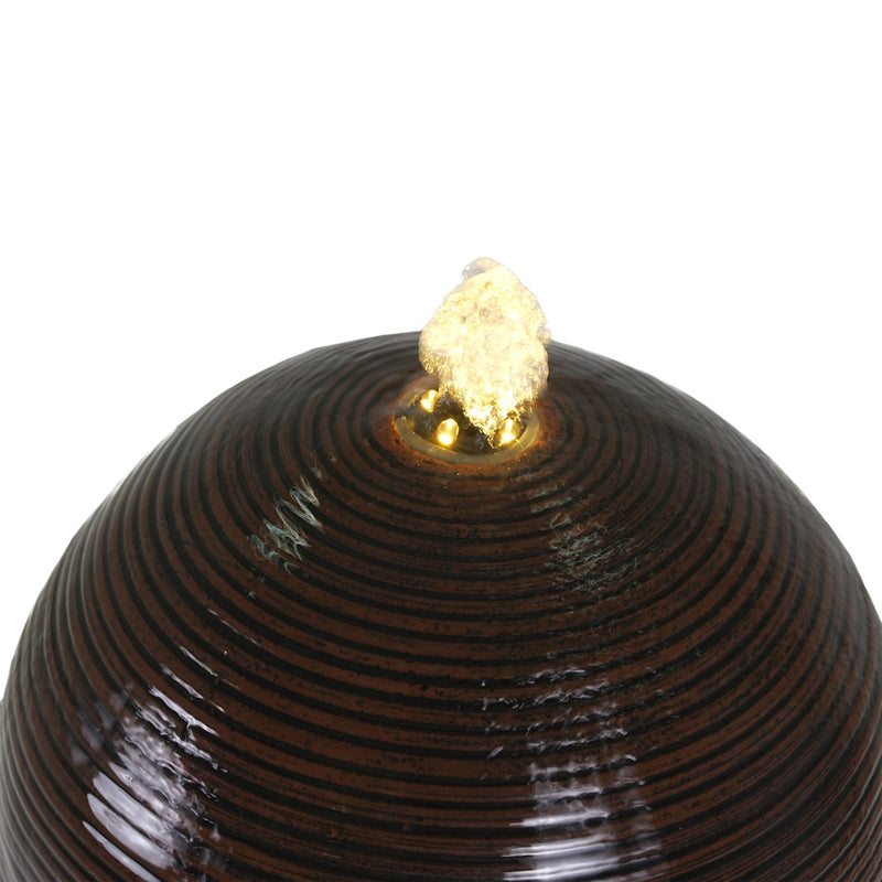 35.5" Tall Column Fountain With LED Lights, Retro Outdoor Decor, Weather Resistant Feature - Dark Brown - R&R Furniture Gallery (Fountain Valley, CA)