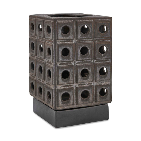 Lattice - Indoor-Outdoor Lantern Candleholder - Brown / Gray