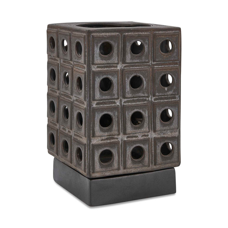 Lattice - Indoor-Outdoor Lantern Candleholder - Brown / Gray