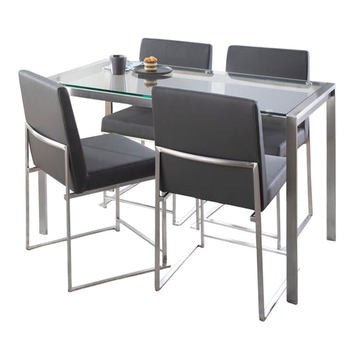 Lumi Source Fuji high back contemporary dining set with glass table and five matching chairs in modern dining room style.