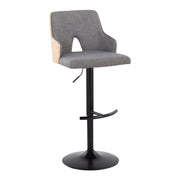Lumi Source Stella contemporary adjustable barstool set with swivel, rounded T footrest, modern design, and wooden finish.