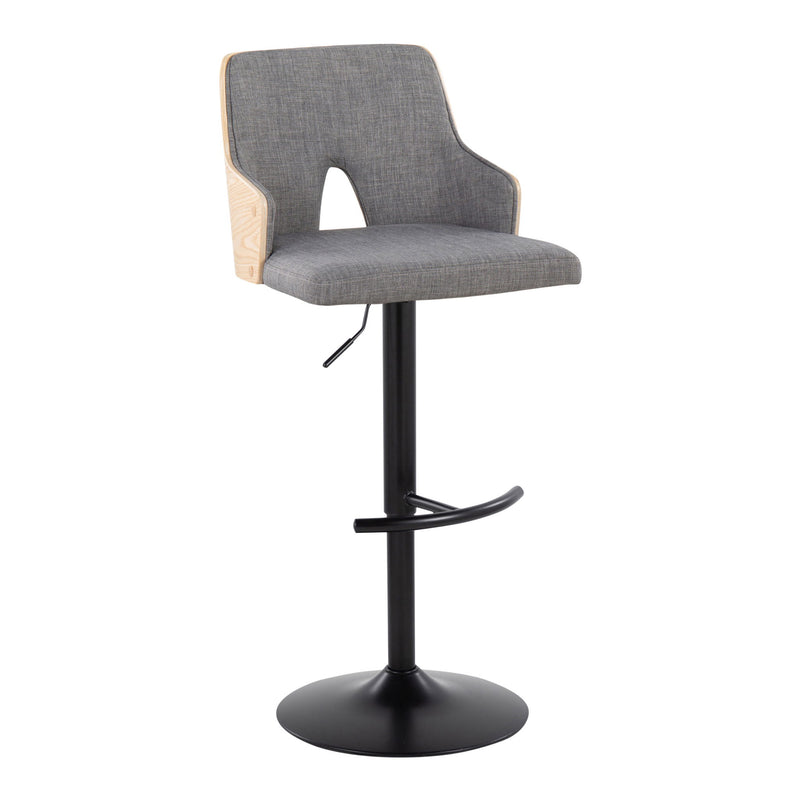 Lumi Source Stella contemporary adjustable barstool set with swivel, rounded T footrest, modern design, and wooden finish.