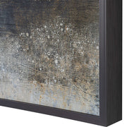 Uttermost Gilt Misty Landscape framed canvas art with pearl silver frame, showcasing a serene, abstract landscape scene.