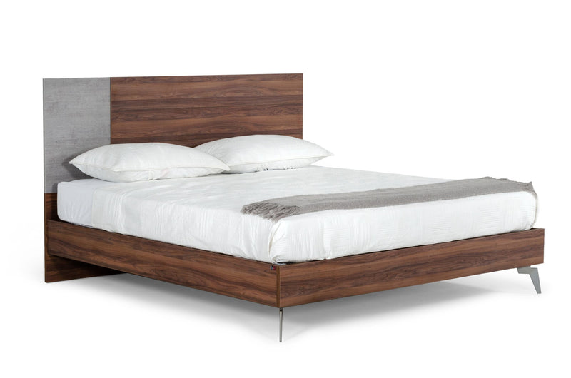 Palermo - Italian Modern Faux Concrete & Walnut 4-Piece Bedroom Set