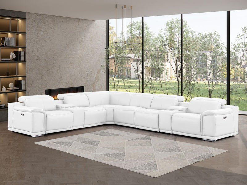 2679 - 8-Piece L-Shaped Power Reclining Sectional In Genuine Leather (4 Recliners) - R&R Furniture Gallery (Fountain Valley, CA)