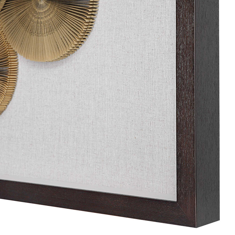 Light brown shadow box wall art by Uttermost featuring The Times text for stylish home decor.